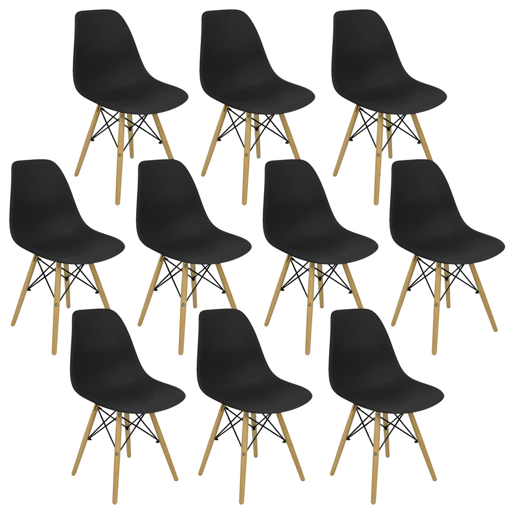 Kit 10 Cadeiras Charles Eames Eiffel Wood Design Varias Cores