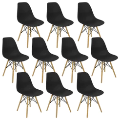 Kit 10 Cadeiras Charles Eames Eiffel Wood Design Varias Cores
