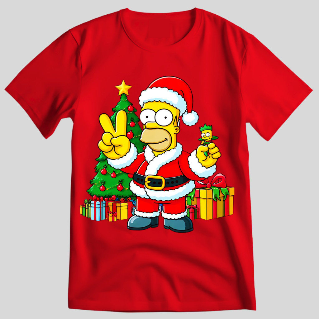 Camiseta Camisa Premium Camiseta Unissex Homer Simpson Bart Noel Familia Simpson Feliz Natal Blusas Estampas Natalina 10