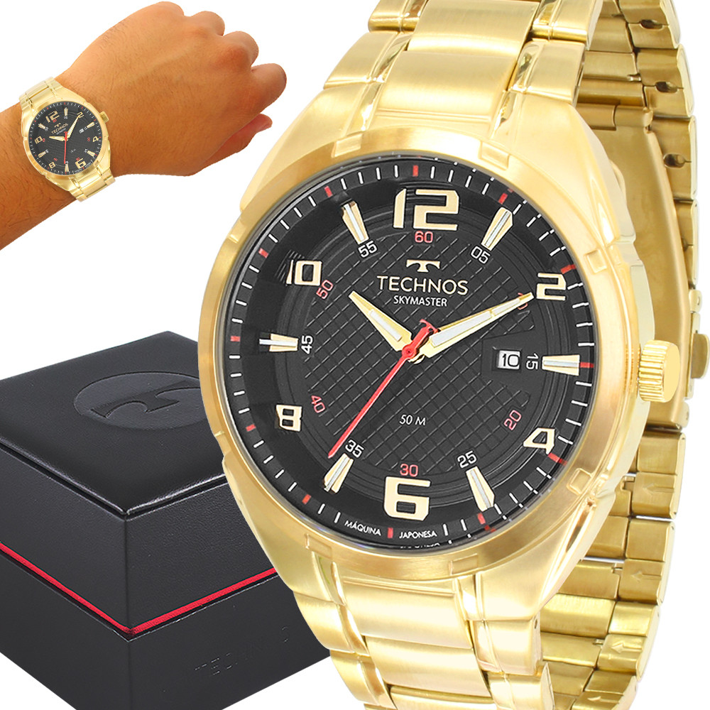 Relógio Masculino Technos Dourado 1 Ano De Garantia Original