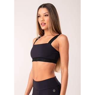 TOP FITNESS FEMININO COM DECOTE RETO E ELÁSTICO OASIS DLK em Oferta na Shopee