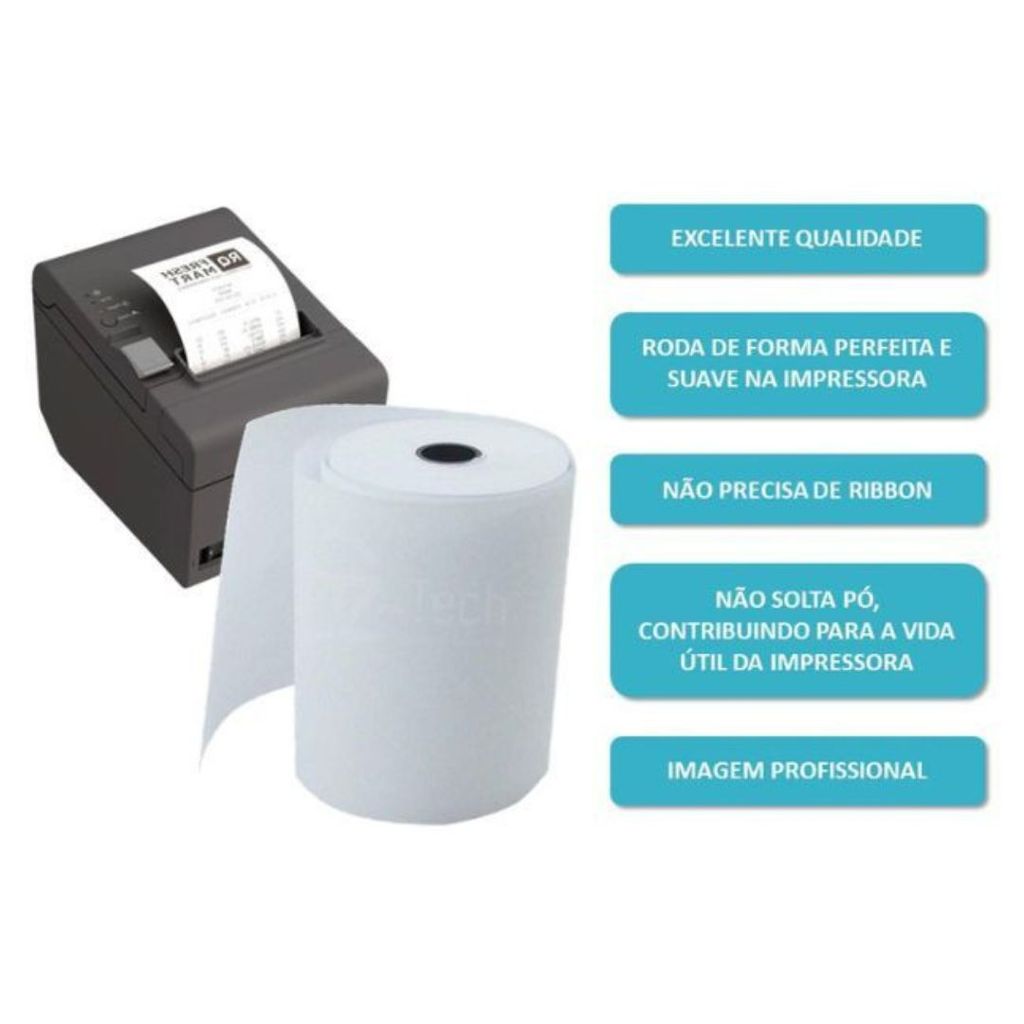 Bobina Térmica 80x40 Branca PDV Cupom Fiscal Cx 10 Impressora cupons fiscais recibos comprovantes de pagamento