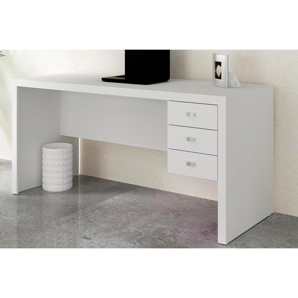 Escrivaninha p/ Escritório ME4113 c/ 3 Gavetas Branco - Tecno Mobili