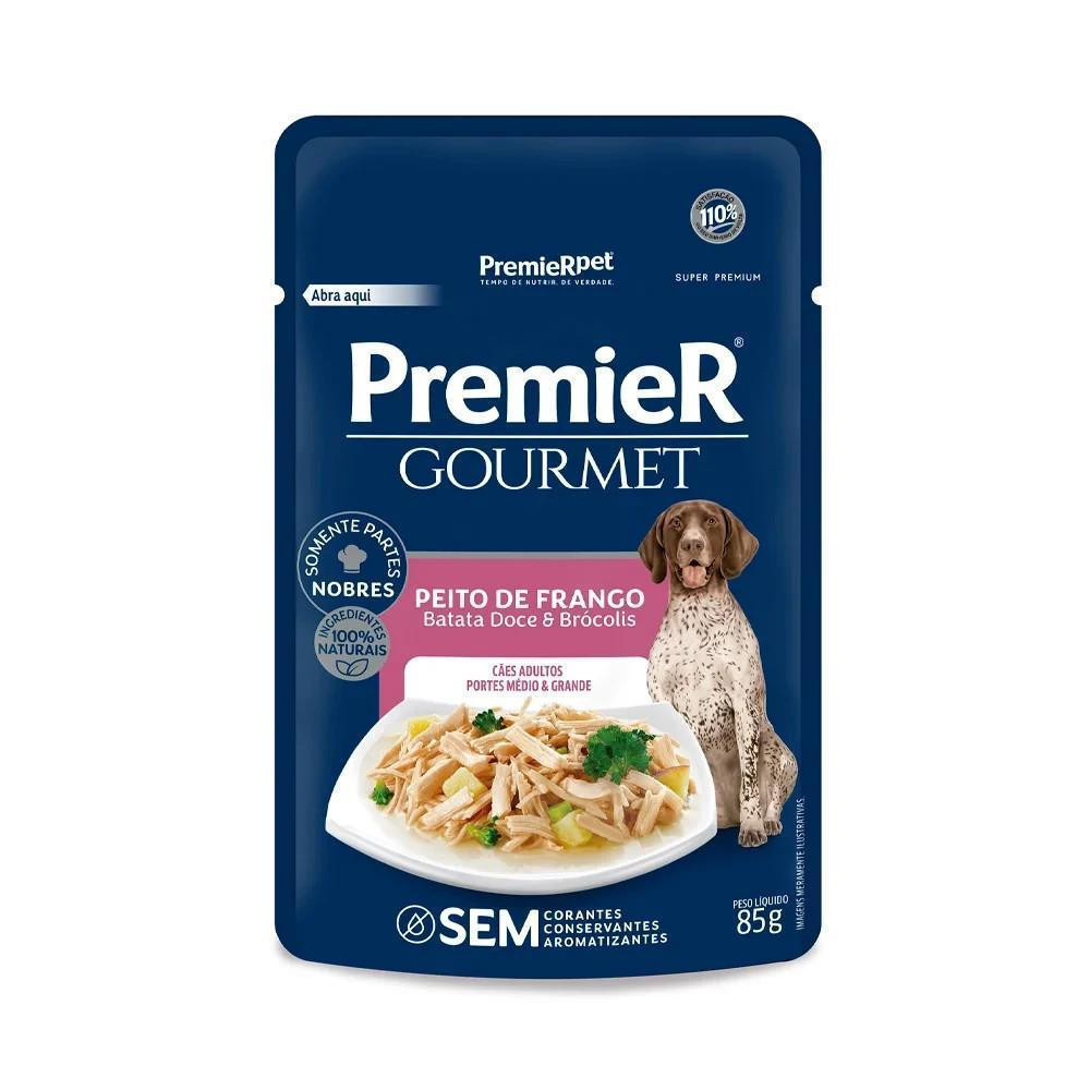 Ração Úmida para Cães Adultos Sabor Peito de Frango, Batata Doce e Brócolis Premier Gourmet 85 g em Oferta na Shopee