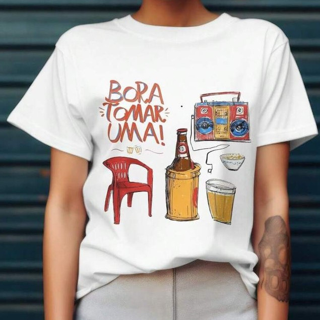 Linda T-shirt Camiseta Camiseta Feminina Bora Tomar Uma T-Shirt 100% Algodão Lançamento Verão Premium Envio Rapido