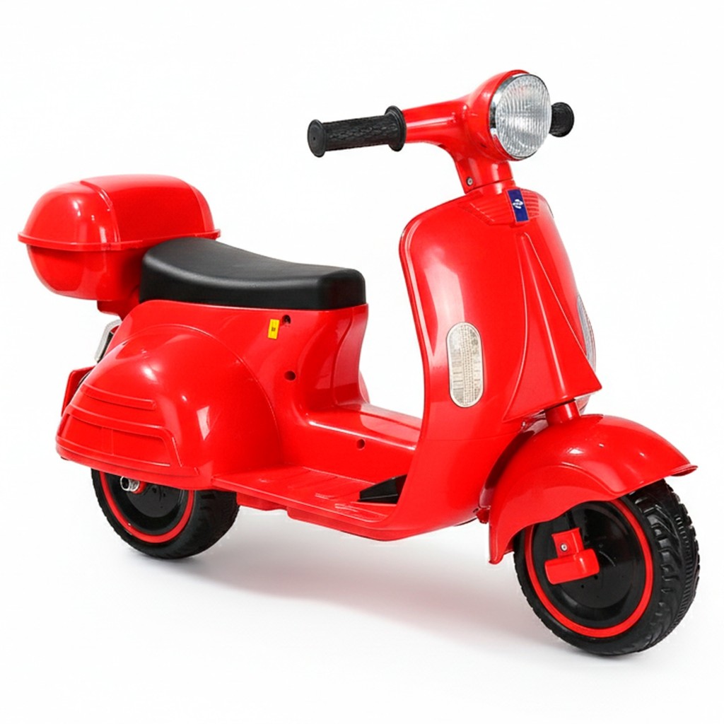 Mini Scooter Lambreta Elétrica 6V Infantil Vermelha Para Crianças Com Buzina - Unitoys
