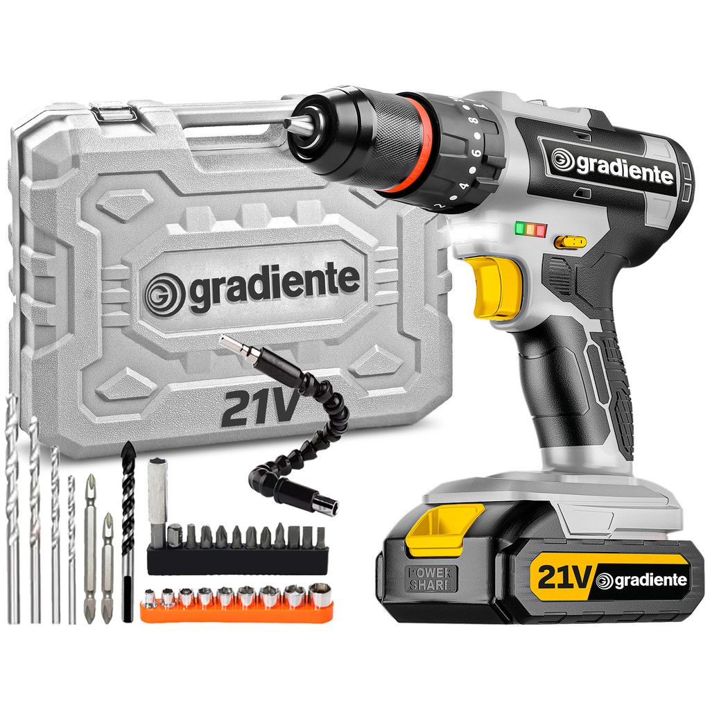 Parafusadeira E Furadeira Impacto Gradiente Gpb21vw 21v 3/8 Frequência 50/60 Hz 110v/220v