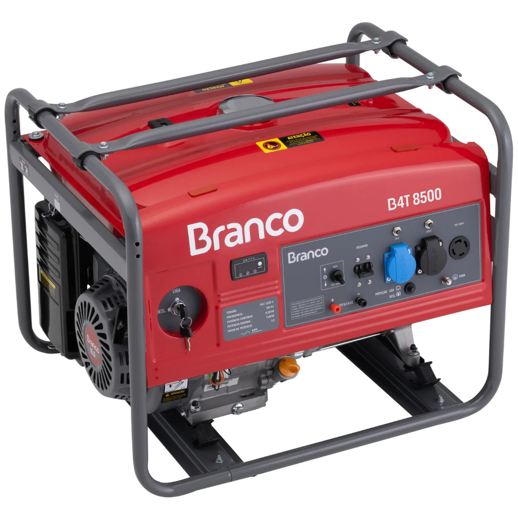 Gerador de Energia à Gasolina 8.5kva 17HP 110/220V Partida Manual B4T-8500 Branco em Oferta na Shopee