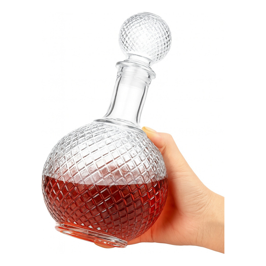 Garrafa Licoreira Whisky De Vidro Redonda Decoração