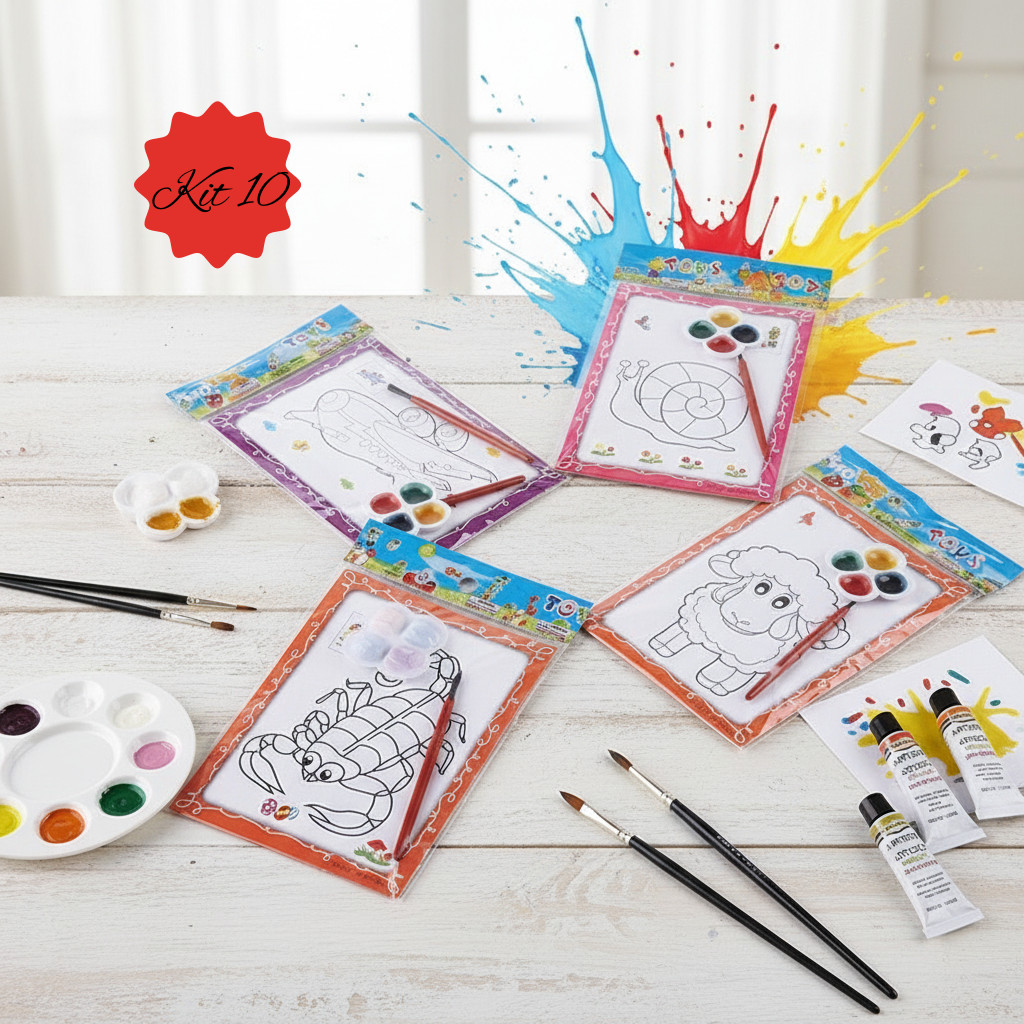 10 Conjunto Crianças Pintura Brinquedos Cor Fundo Aquarela Graffiti Brinquedo Presentes De Natal em Oferta na Shopee