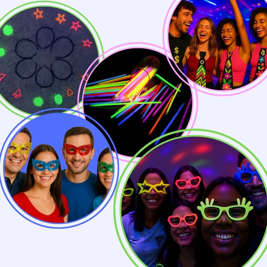 Kit Balada 200 Peças Confraternização Eventos Formaturas Aniversários Casamentos Debutantes Acessórios Adereços Neon