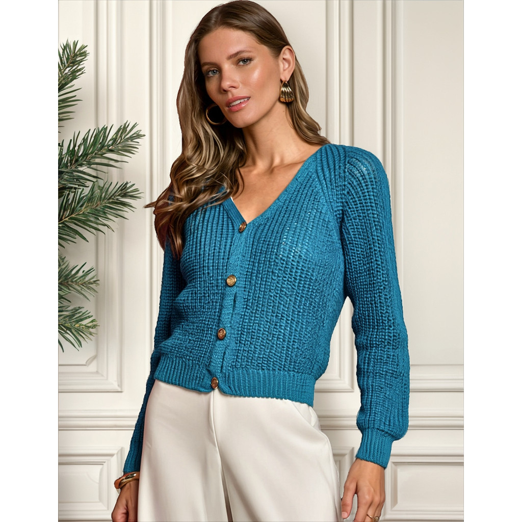 Blusa Casaquinho Tricot Feminina Giuliana Marques