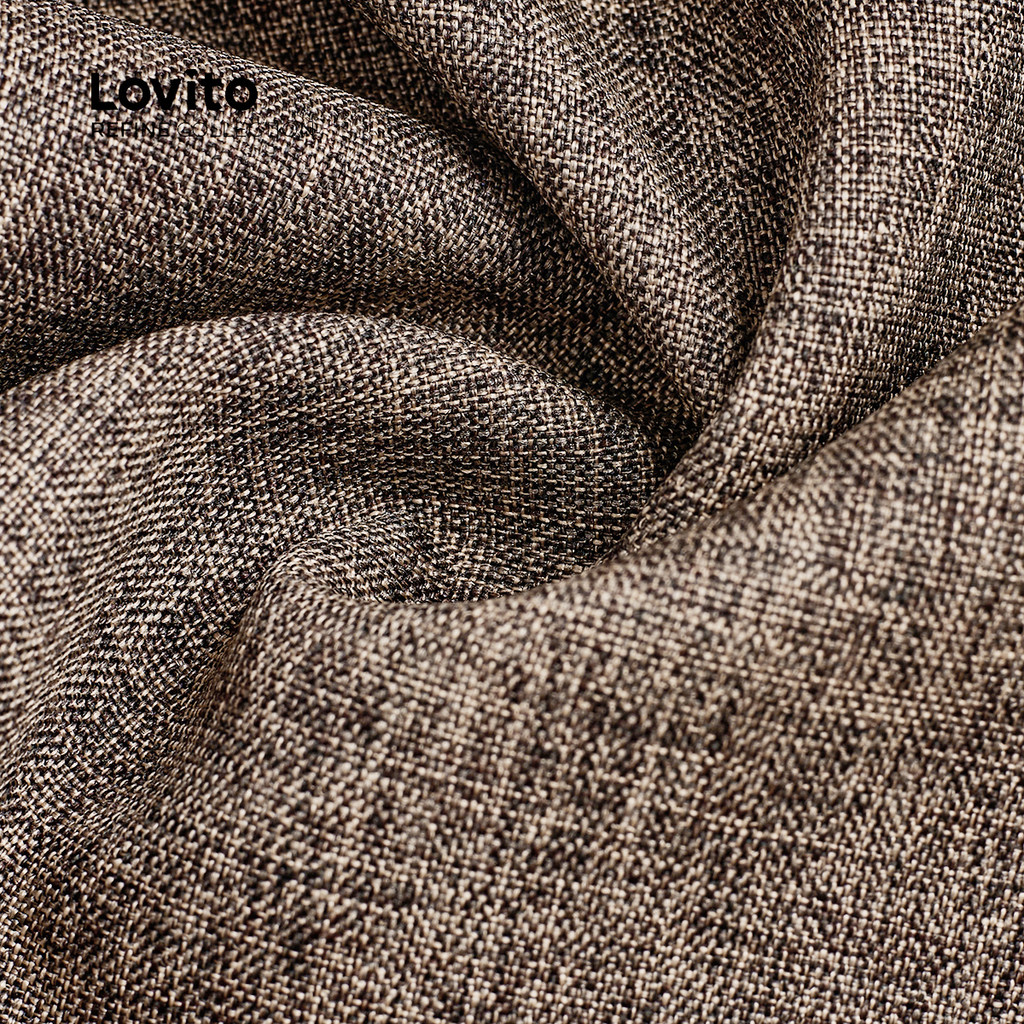 Detalhes do Lovito Refine Calças Sofisticadas com Cinto Botão e Bolsos para Primavera/Verão Marrom LR21E225