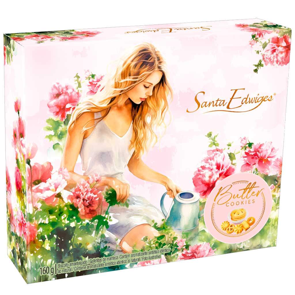 Caixa de Butter Cookies Biscoito Amanteigado Sortida 160g Un - Santa Edwiges