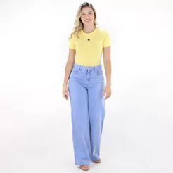 Calça Jeans CLC Colcci Wide Leg Cós Alto Azul - Feminino