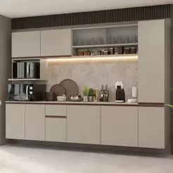 Armário De Cozinha Completa 280 Cm Suspensa Crema Nice Madesa 04