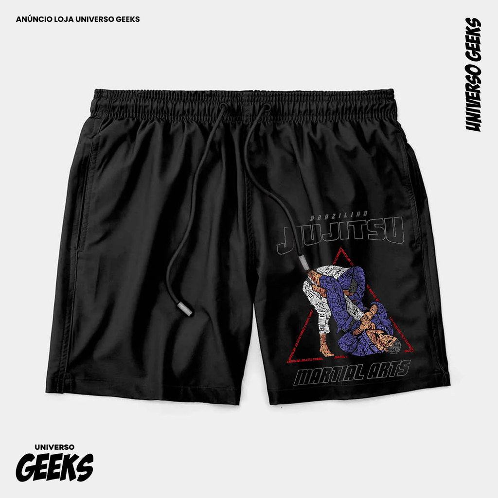 Bermuda Tactel Brazilian Jiu Jitsu BJJ Short Confortável Com Elastano Ideal Lazer Treino Esportes Praia