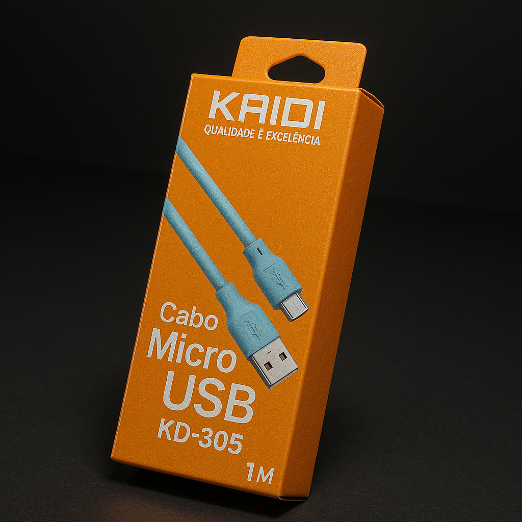 Cabo Micro USB Kaidi KD-305 1M Carregamento Rápido e Sincronização de Dados