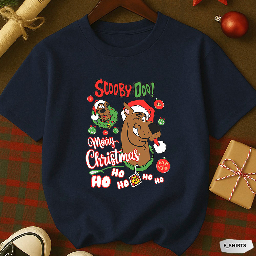 Camiseta Basica Unissex Scooby-Doo Natal | Estampa Divertida Merry Christmas HO HO HO