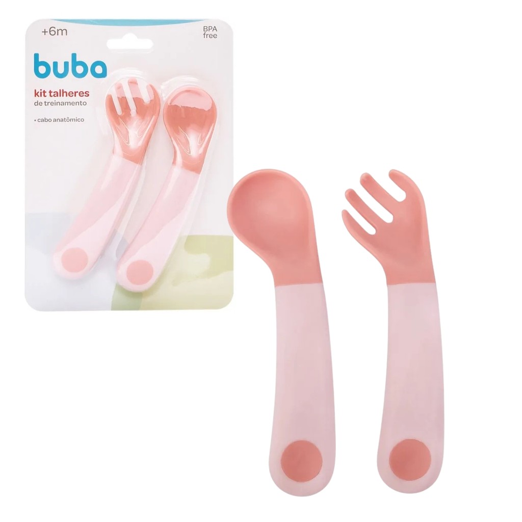 Kit talheres Infantis de treinamento Rosa - Buba em Oferta na Shopee