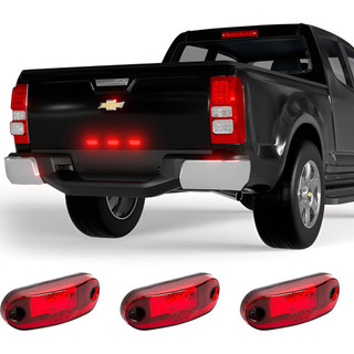Kit Lanterna 3 Marias Sinalização Placa Camionete Pick Up Fio Positivo E Negativo Vermelho Vermelha