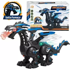 Brinquedo Dragão Dinossauro Elétrico Solta Fumaça Com Som, Luz Movimento