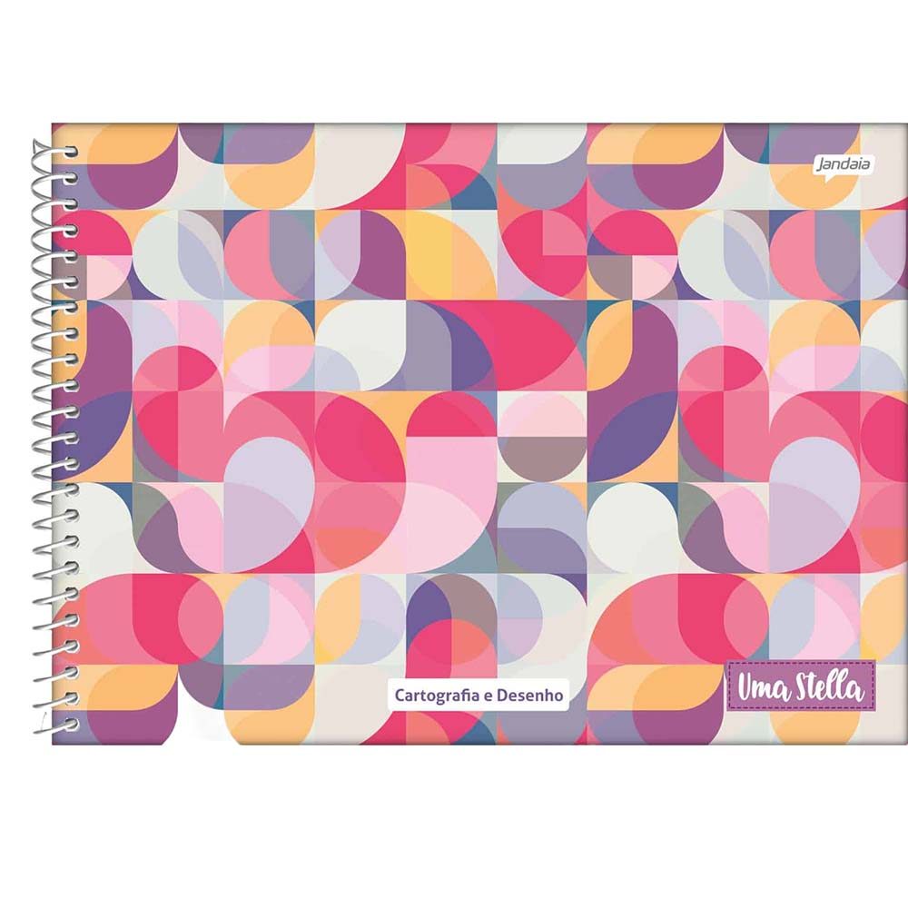 Kit 4 Un Caderno Capa Dura De Cartografia Desenho Espiral 80 Folhas Stella Jandaia - 4UN
