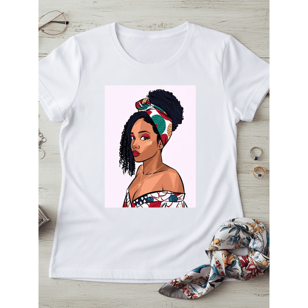 Tshirt Feminina Estilosa Estampada Poder Feminino Estampada Lançamento Camiseta 100% Algodão Plus Size Estampaê