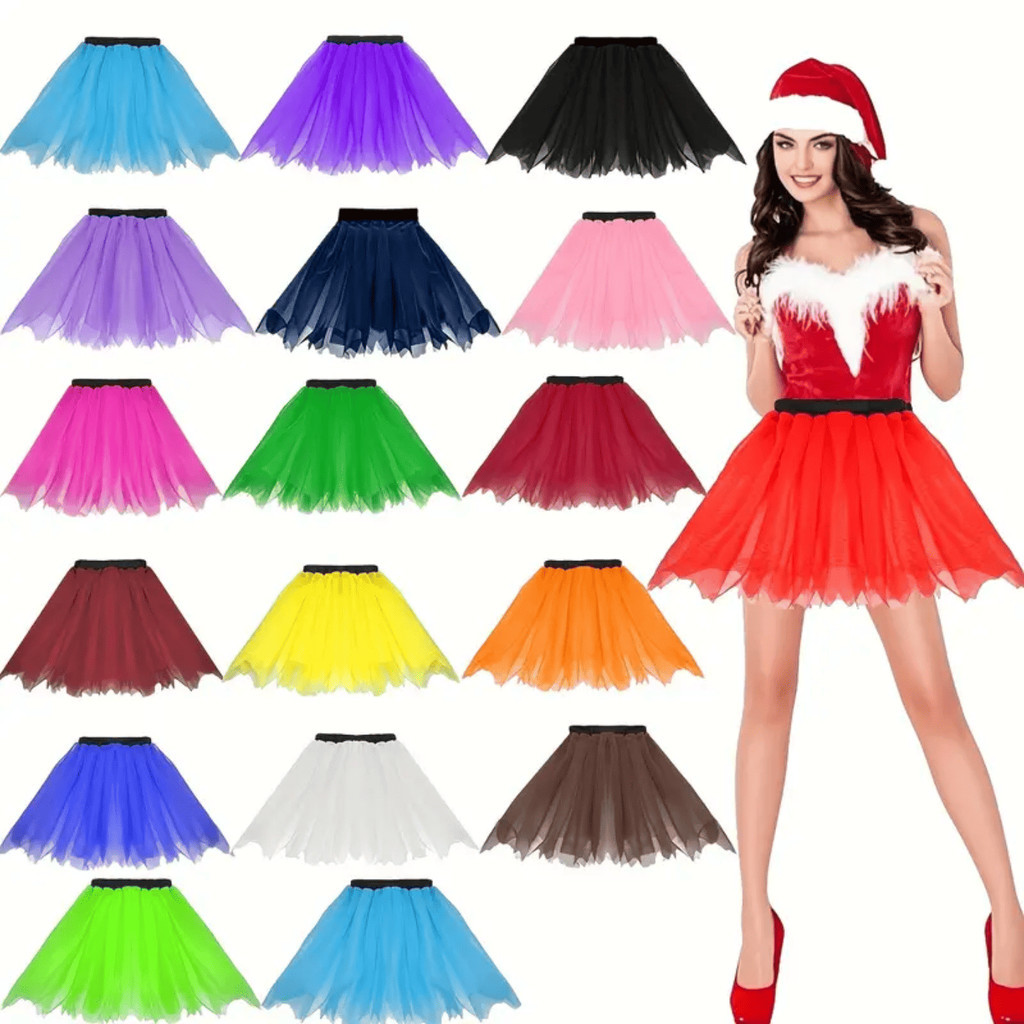 Saia de Tule Lisa 40cm Fantasia Carnaval, Halloween, Ballet Colorida Tutu para Adulto e Infantil