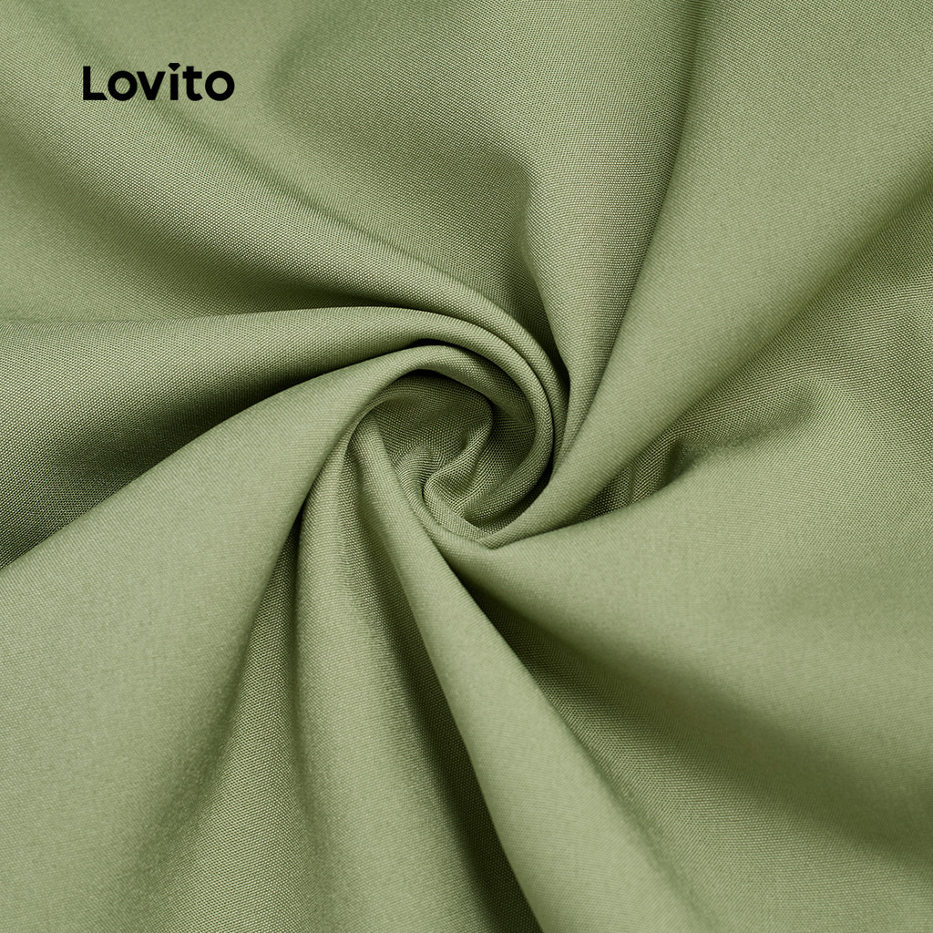Detalhes do Lovito Vestido Elegante De Natal Com Amarração Nas Costas Verde Para Mulheres Ideal Para a Primavera/verão LBL30229