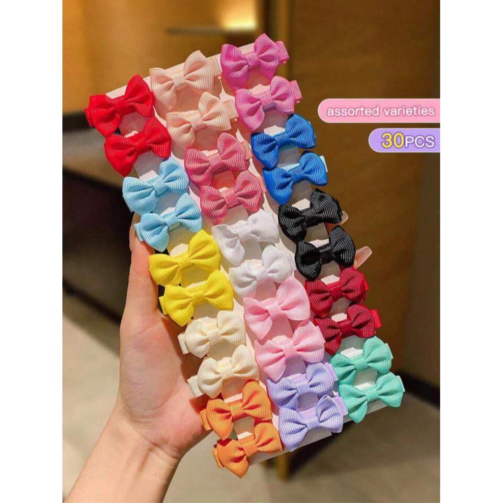 30 peças Grampos de Cabelo de Pano em Cor Aleatória para Meninas, adoráveis Acessórios de Cabelo de Laço em Oferta na Shopee
