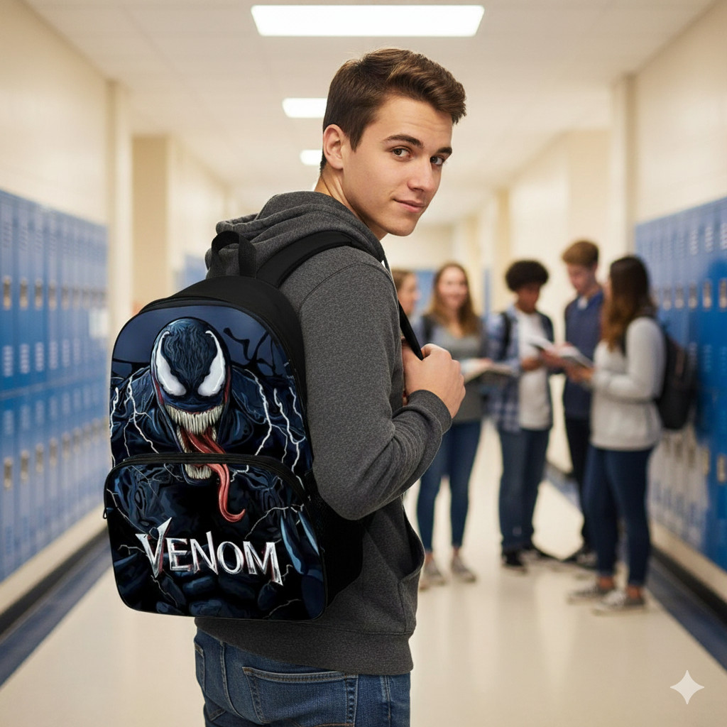 Mochila Escolar Venom Desenho Bolsa Alça Regulável em Oferta na Shopee