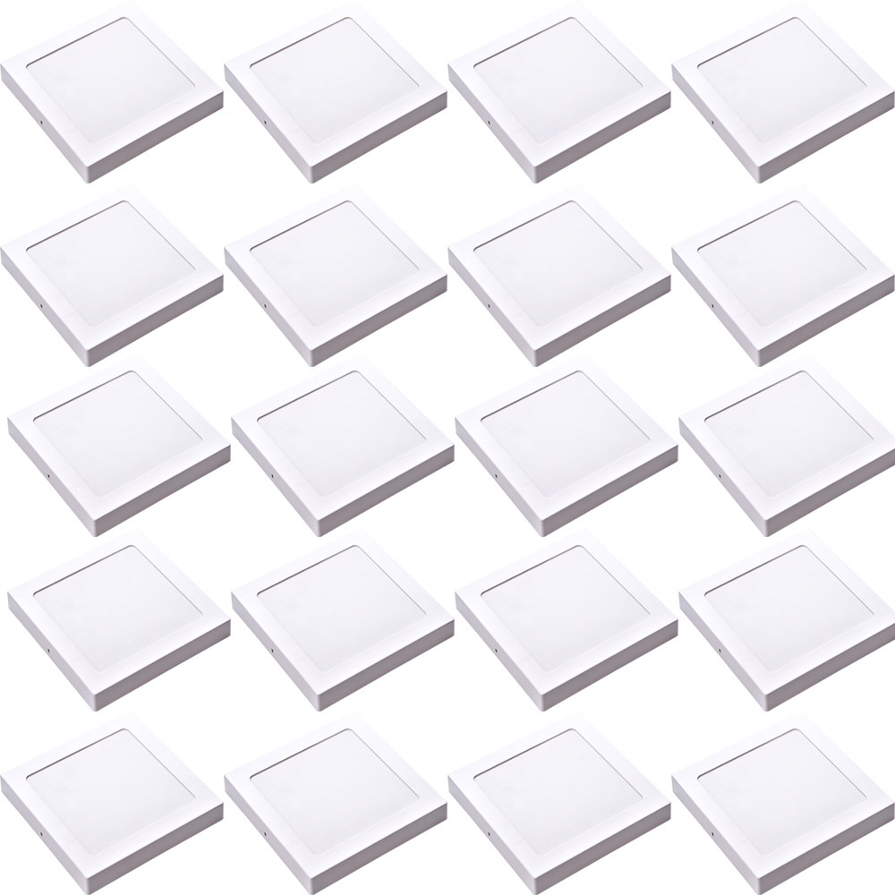 Kit 20 Painel Plafon Sobrepor Quadrado 12W Luz Branca 6500K Luminária de Gesso Forro Avant