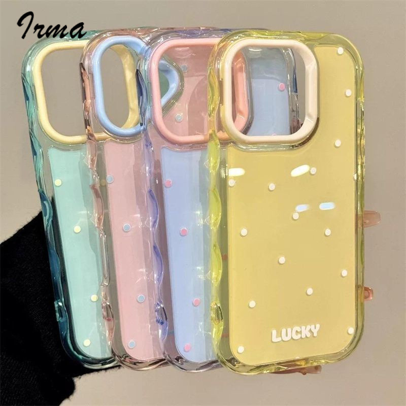 Capa de Telefone Versão Coreana com Bolinhas Adequada para iPhone 16 15 Pro 14 13 Plus 12 11 ProMax Nova Capa Protetora