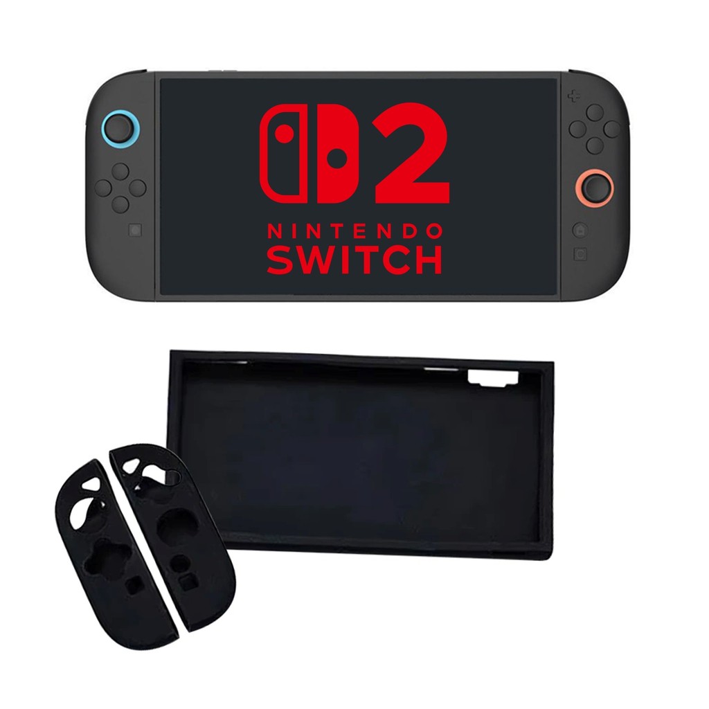 Kit Capa Protetora Silicone Premium Preto Para Nintendo Switch 2