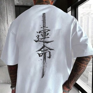 Camiseta Convencional de Samurai Katana Japonesa Japão Estampa da Moda Masculina