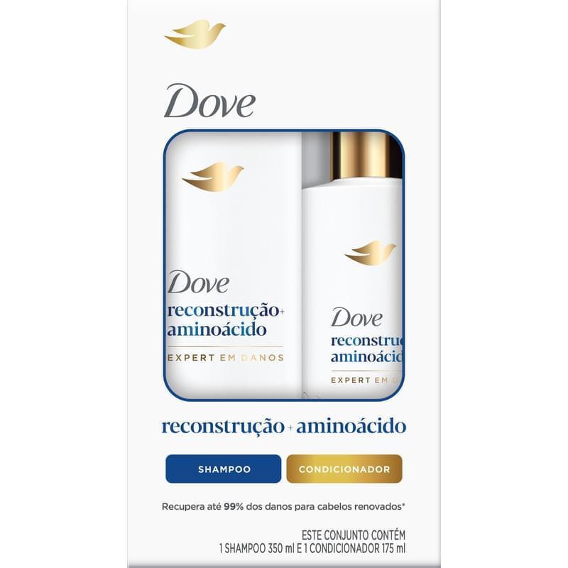 Kit Shampoo Dove 350ml + Condicionador Dove Reconstrução+ Aminoácido Expert em Danos 175ml
