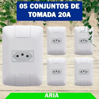 Kit 5 Conjunto Tomada simples 20a Tramontina Aria em Oferta na Shopee