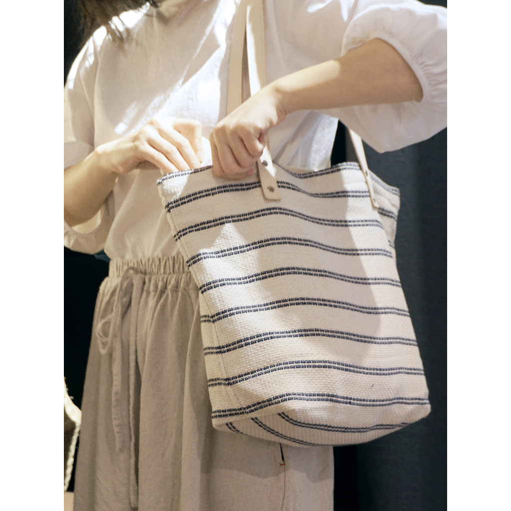 Sobag literário Harajuku algodão linho listras grande saco chique japonês bolsa de lona feminino estilo Mori um ombro in