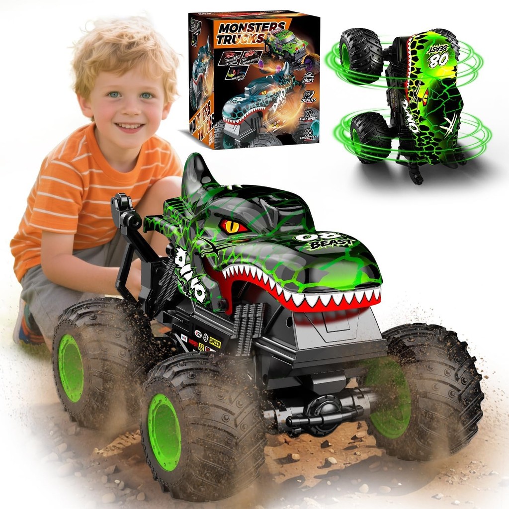 Brinquedos Monster Truck Para Crianças , 1 : 20 Dinosaur Toys RC Car Com 360 ° Spins & Drifting , Caminhões Monstros Tod em Oferta na Shopee