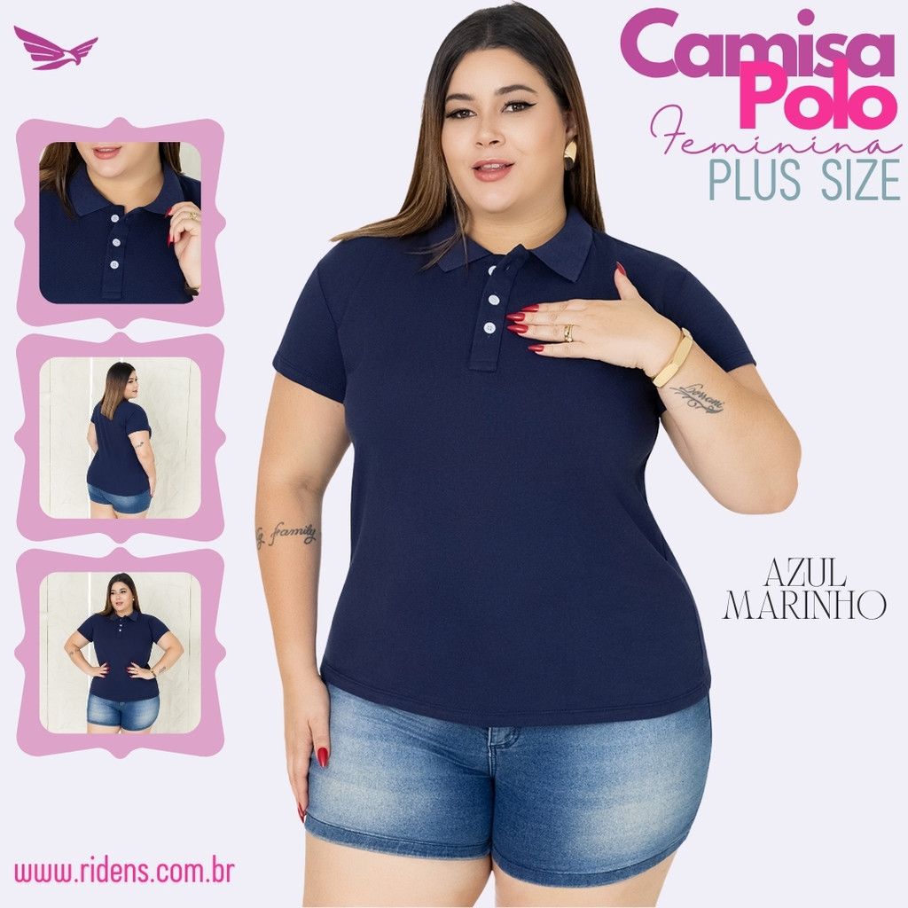 Camisa Plus Size Gola Polo Feminina Ótimo Acabamento Tecido Premium Uniforme em Oferta na Shopee