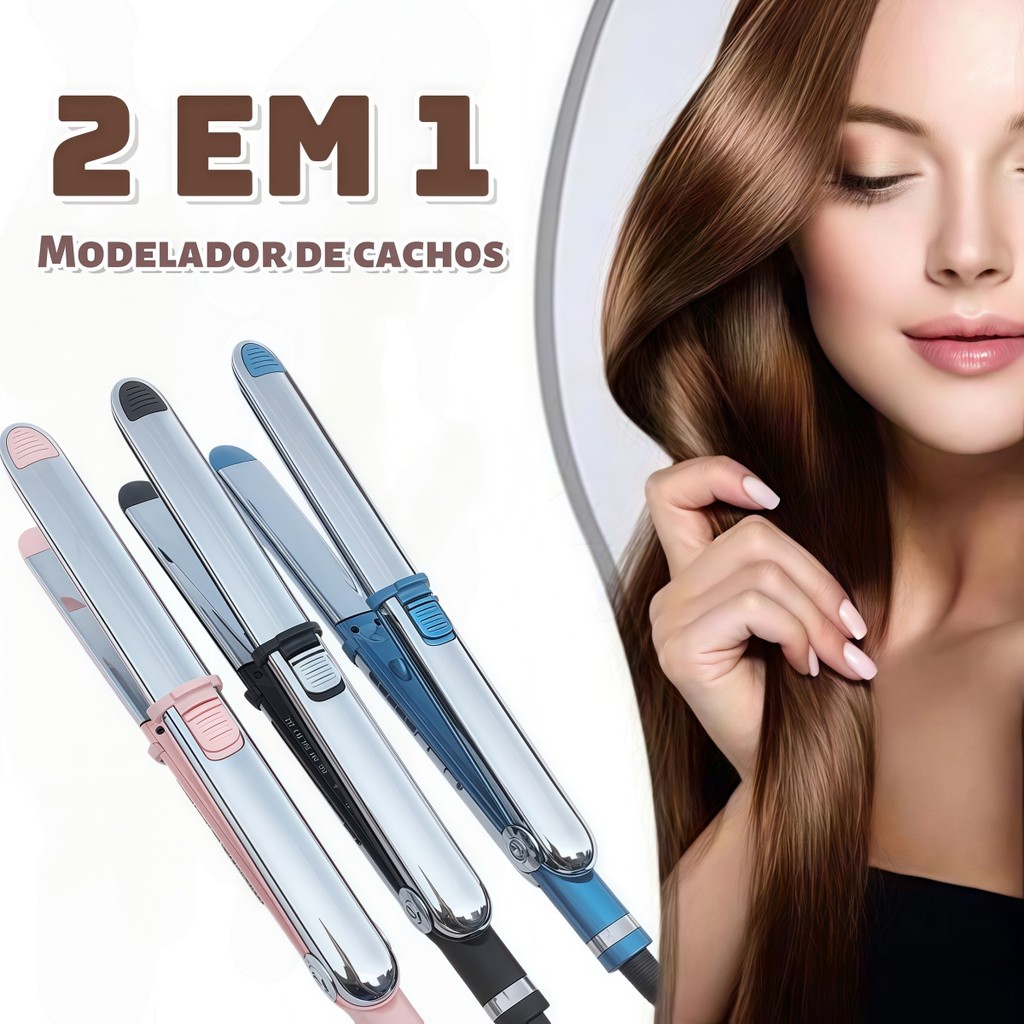 BIVOLT Chapinha 2 em 1 Prancha Alisadora de Cabelo Modelador Ondulador de Profissional Nano Titanium 110/220V