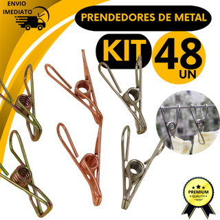 Kit 48 Prendedores De Roupa Sacolas Pacote Acessórios Pregador Decorativo de Metal Para Embalagens