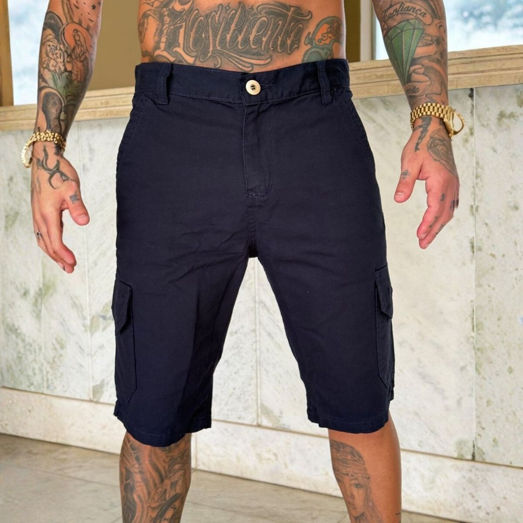 Bermuda Masculina Cargo em Sarja - Comprar com Melhor Preço em Bermudas