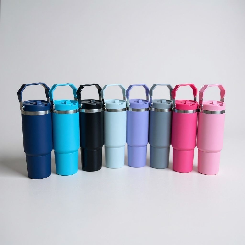 Garrafa Térmica 900ML Com Bico Com Alça Flip Tumbl Aço Inoxidável Academia Trabalho