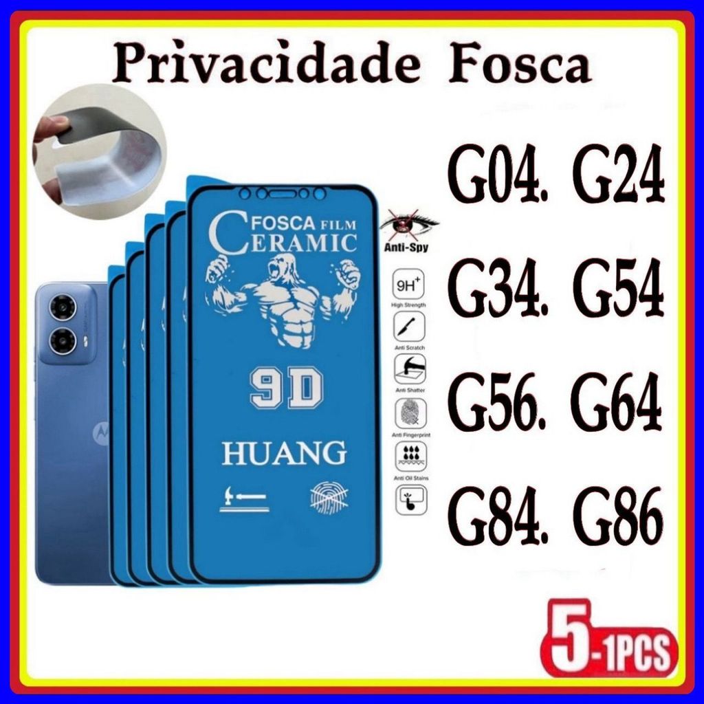 Película Privativa Fosca Cerâmica Anti-Spy Matte Hidrogel MOTO G04 G24 G34 G54 G56 G64 G84 G86