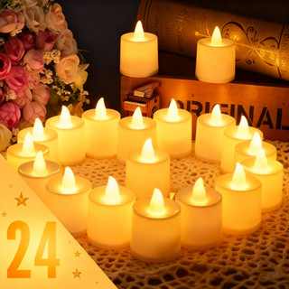 Kit 24 Velas Eletrônicas LED Luz Amarela Para  Casamento Festa Eventos Decoração De Casa Decoração Eventos Namorados em Oferta na Shopee