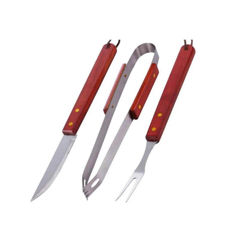 Kit Churrasco Inox 3 Pcs Essencial UD 3701 - Fixxar em Oferta na Shopee