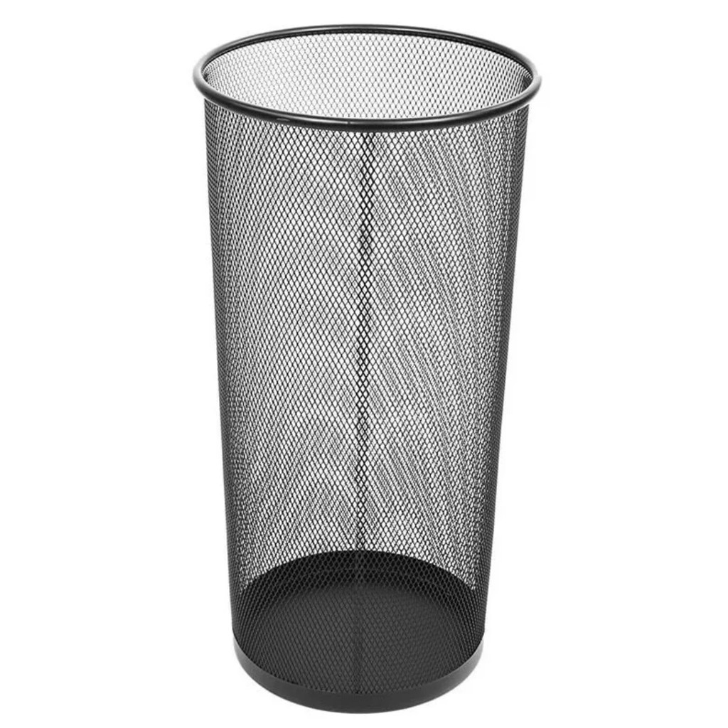 Suporte Porta Guarda-Chuva Lixeira Cesto Organizador 25L Preto Telada Cesto Lixo Escritório