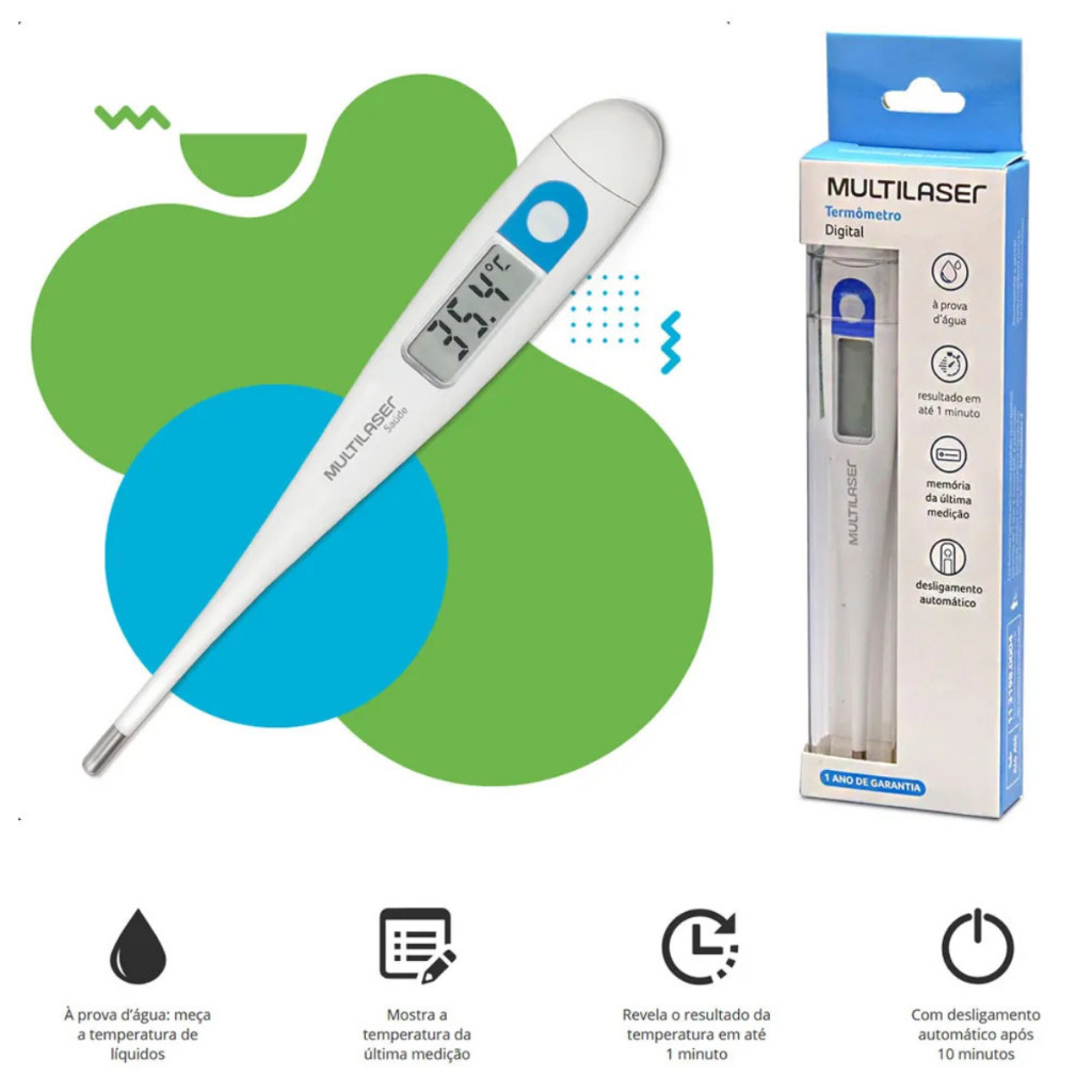 Termômetro Clínico Digital Branco HC070 - Multilaser